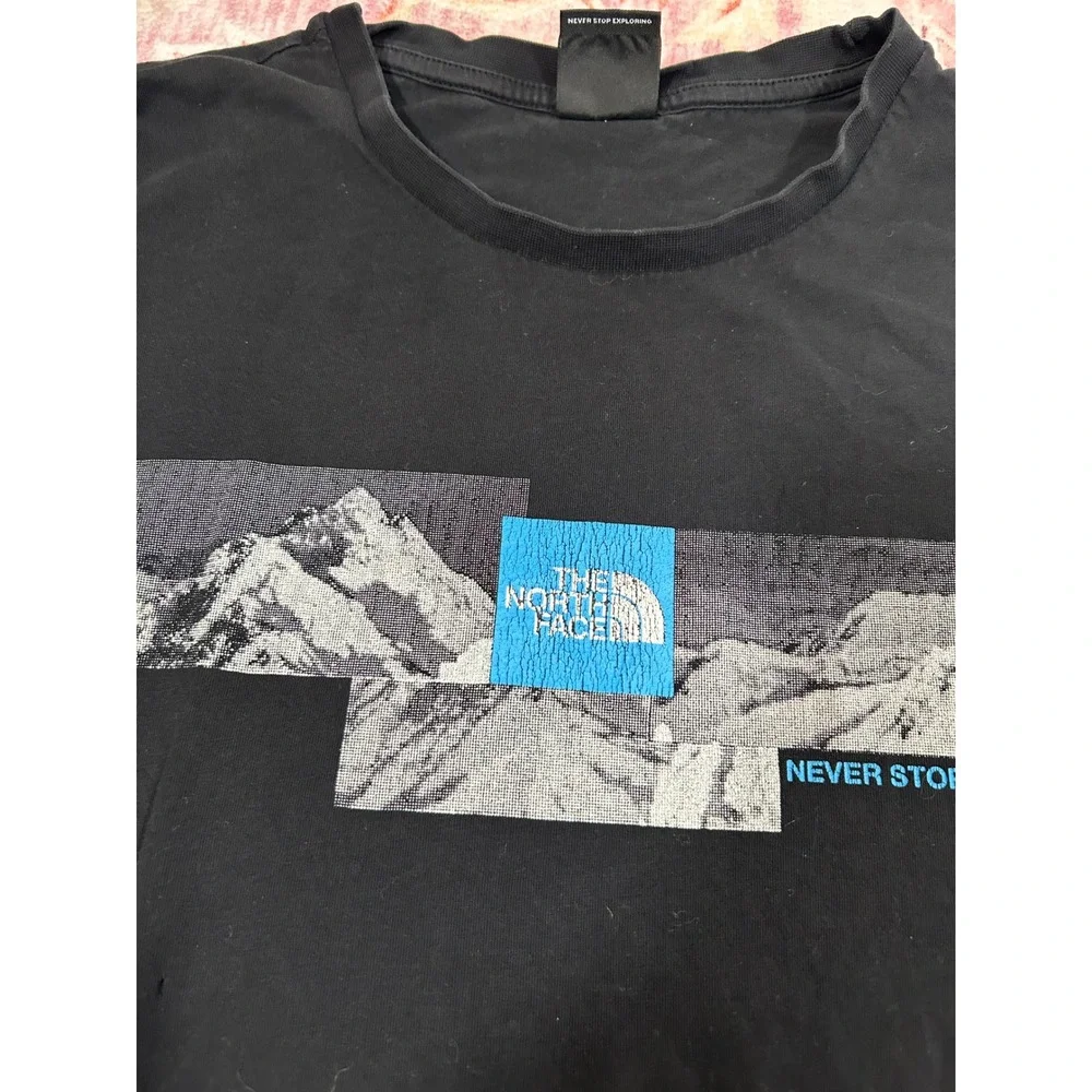 The North Face Mens‎ Black Mountain Graphic T Shirt Outdoors Size S *Flaws
